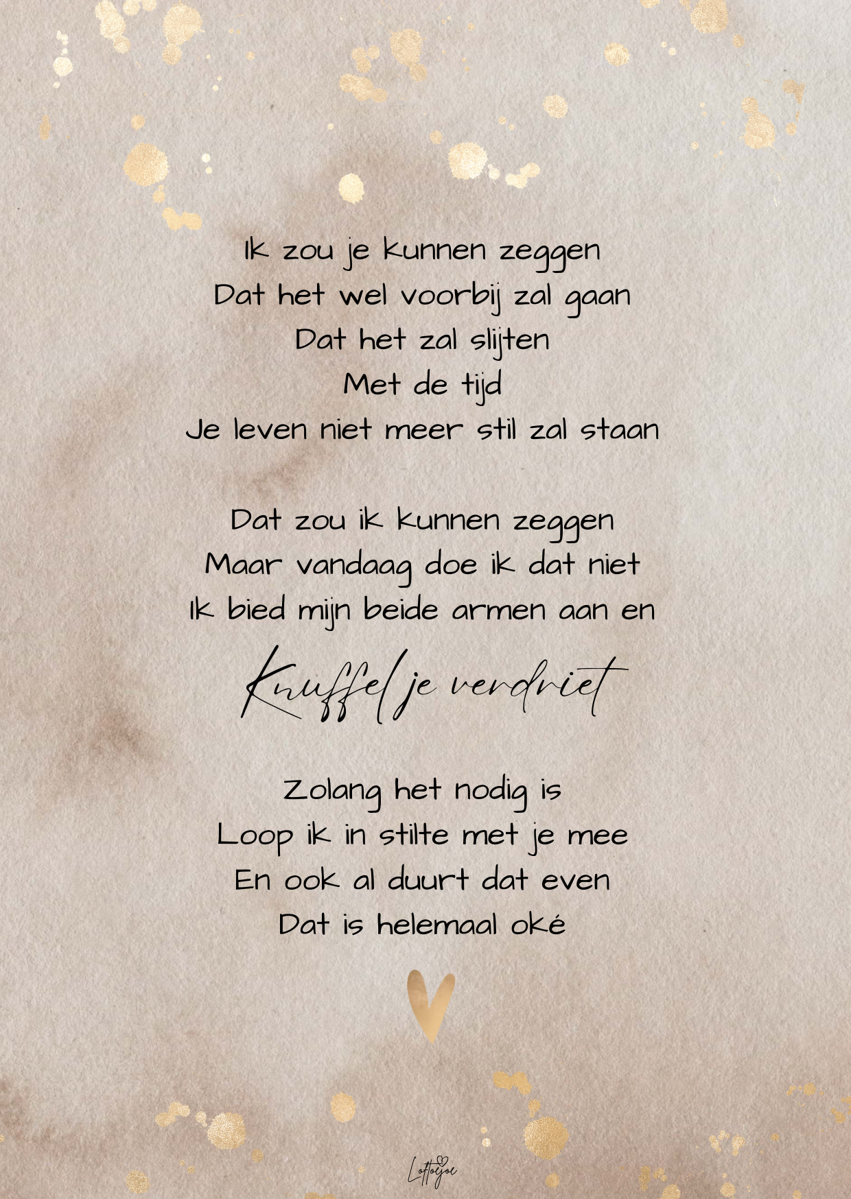 Troostkaartje Knuffel je verdriet (A6) - voor binnen